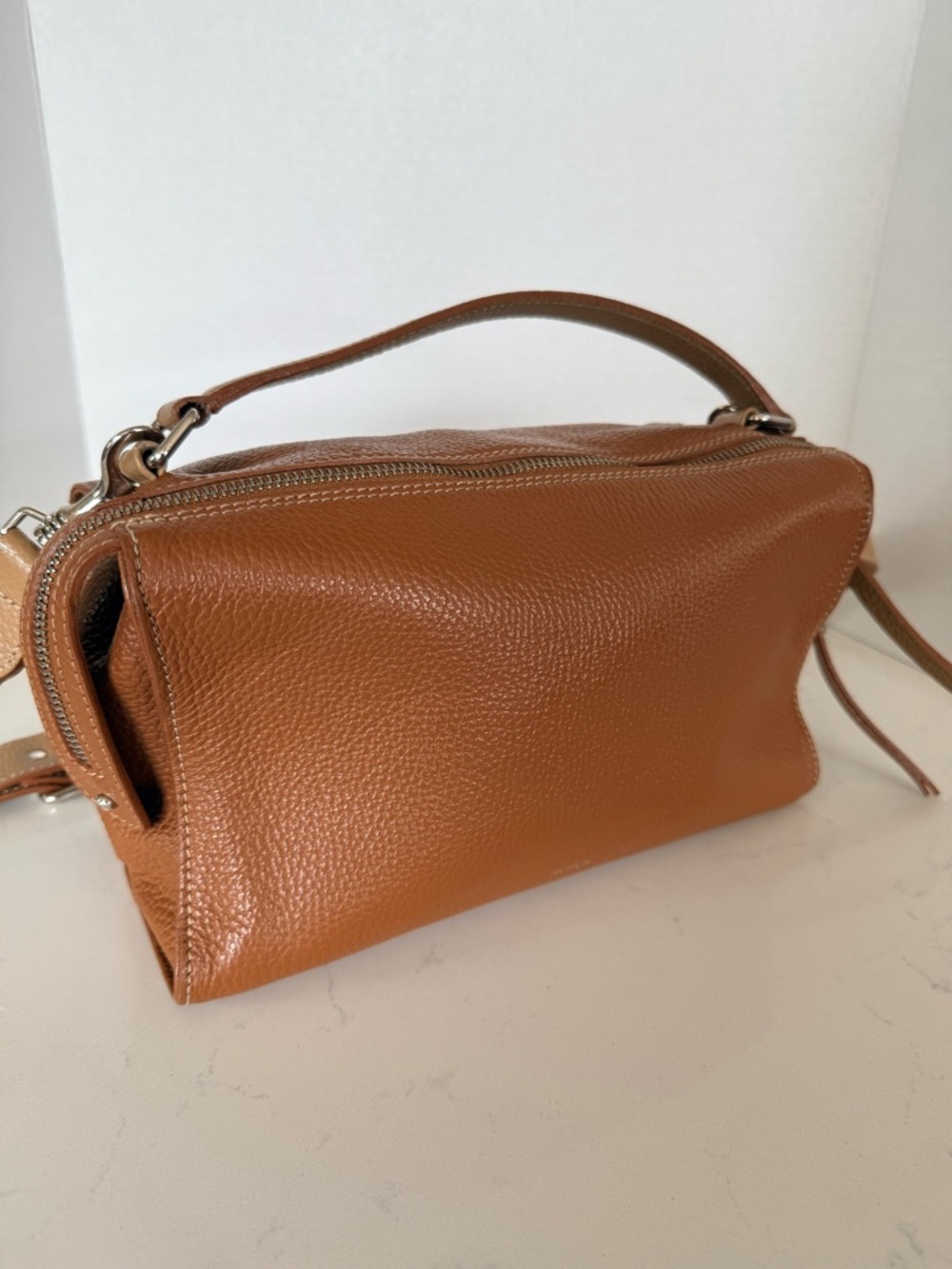 Ruskin Chester Bag Italian Leather Top Handle Crossbody Tan - Picture 3 of 9